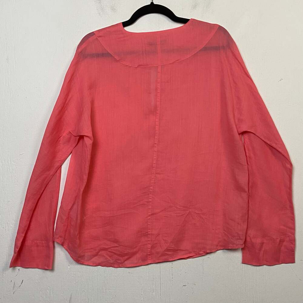 J. Crew Women’s Pretty in Pink 100% Ramie Lightweight Popover Top Size Medium - Picture 3 of 9